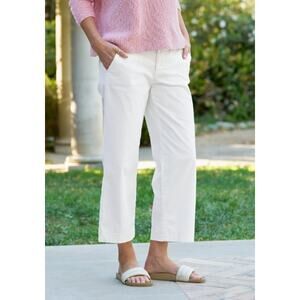 Frank & Eileen Westport Italian Wide Leg Trousers Chino Pants White Size 12